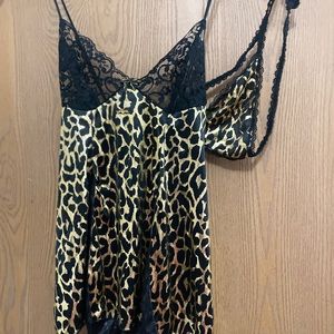 Sm Leopard and Lace Chemise with Thong